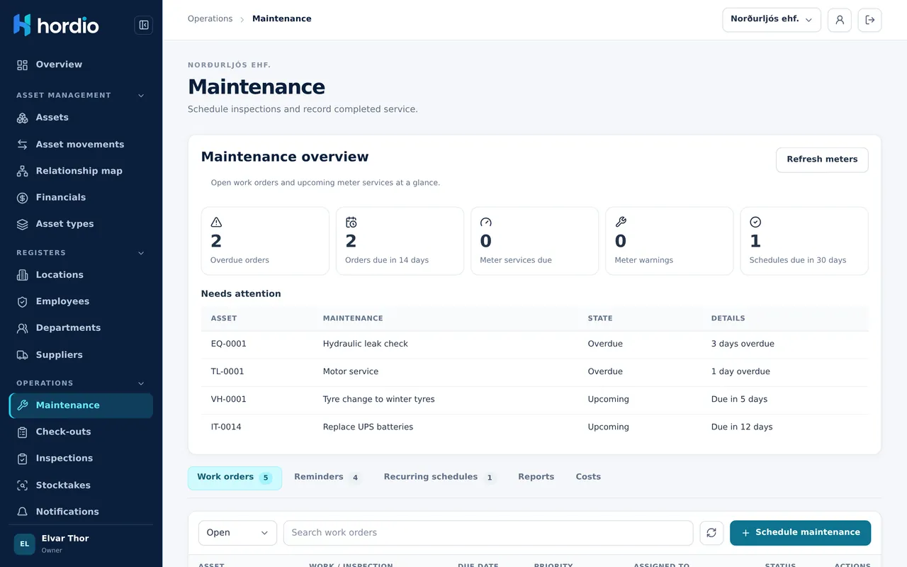 Screenshot of Hordio: Maintenance